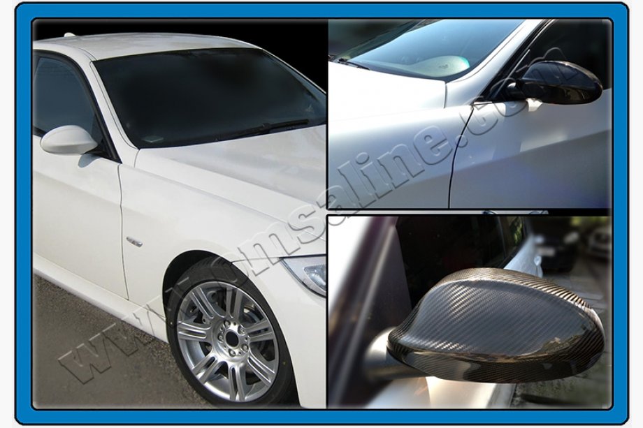 BMW 3 Series E90/E91 2005-2011 Nakładki na Lusterka 2005-2008 (2 szt., Prawdziwy Carbon) Zdjęcia 2