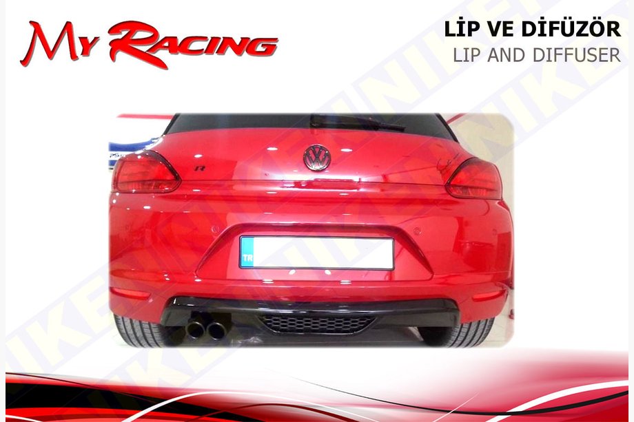 Volkswagen Scirocco 2008-2017 Nakładka na dyfuzor tylny (ABS, Czarna) Image