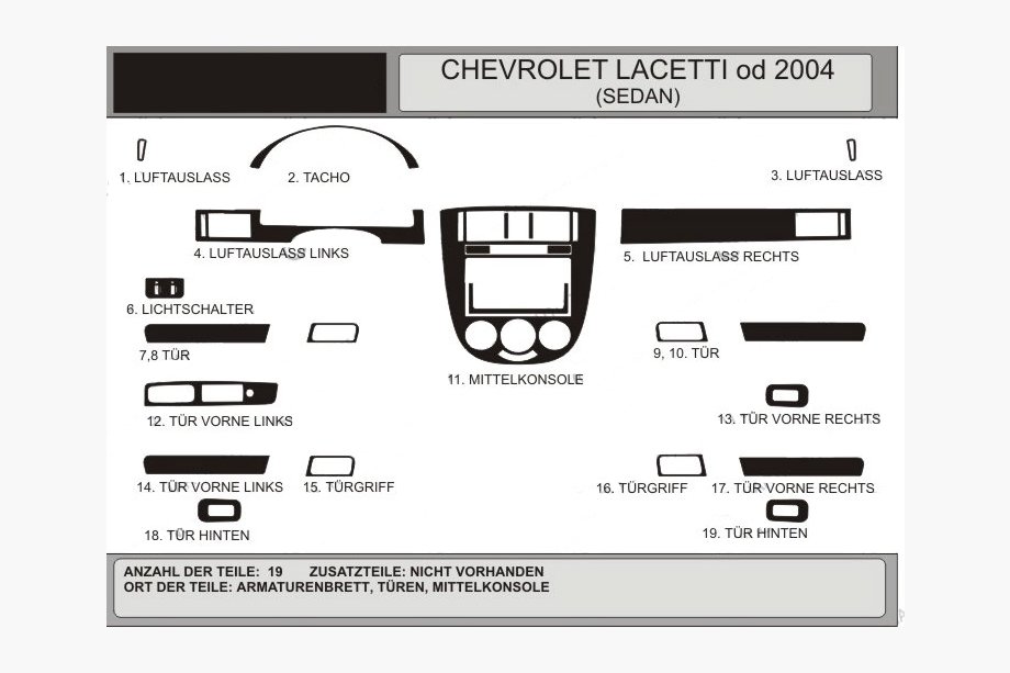 Chevrolet Lacetti 2003-2024 Nakładki na deskę rozdzielczą Sedan (Hartman) Carbon Image