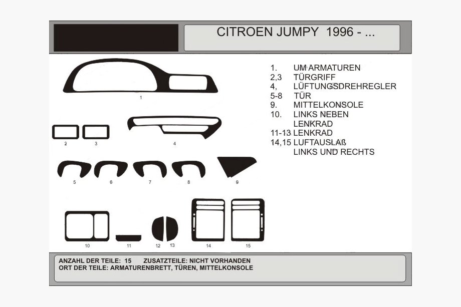 Citroen Jumpy 1996-2007 Nakładki na deskę rozdzielczą (Hartman) Aluminium Image