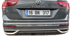 Volkswagen Tiguan 2016-2023 Nakladki imitacja koncowek wydechu 2020+ (3 szt, stal nierdzewna) OmsaLine - Włoska Stal Nierdzewna zdjęcia 2