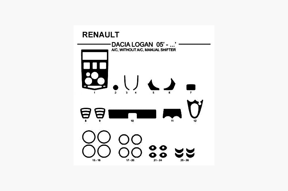 Dacia Logan I 2005-2008 Nakładki wykończenia wnętrza (Hartman, Niemcy) Image