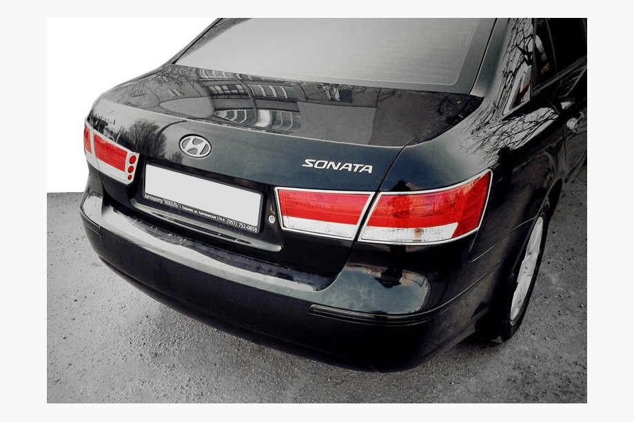 Hyundai Sonata NF 2004-2009 Chromowane nakładki na tylne lampy (2 szt., plastik) Image