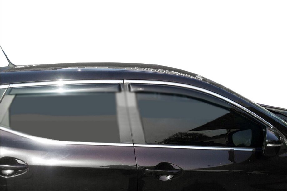 Nissan Qashqai 2014-2021 Deflektory szyb z listwą chromowaną (4 szt, Libao) Image