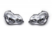 Mercedes C-class W203 2000-2007 Reflektory przednie z LED światłami do jazdy dziennej (2 szt.) Przyciemniane zdjęcia 1