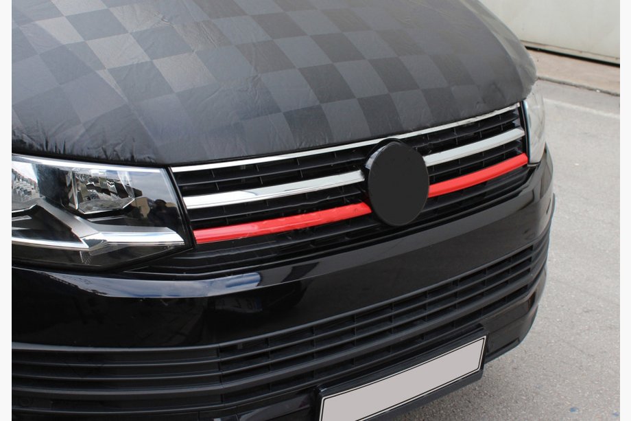 Volkswagen T6 2015-2024 Chromowane nakładki na dolną kratkę 2015-2019 (2 szt, czerwone) Image