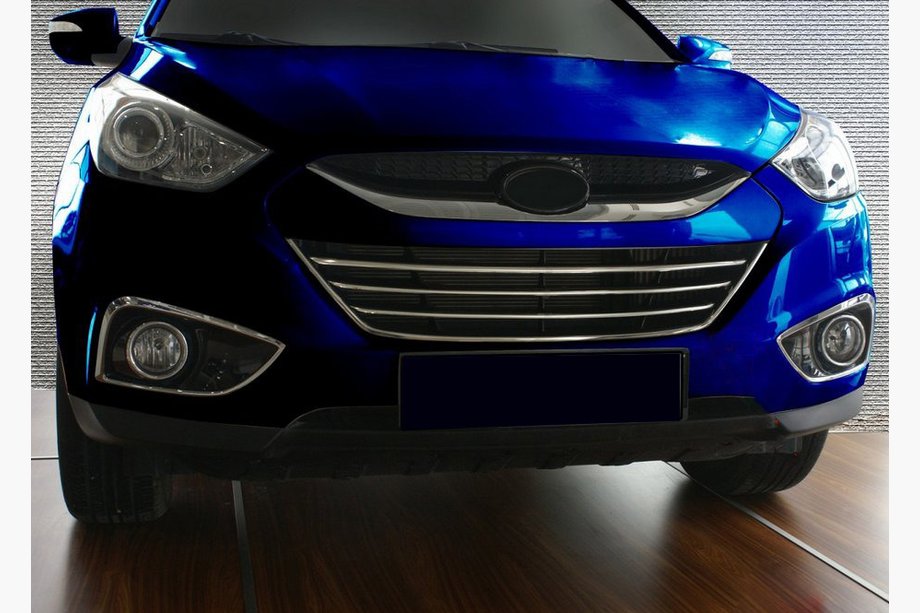 Hyundai IX-35 2010-2015 Nakładki na grill z obramowaniem (4 szt, stal nierdzewna) Image