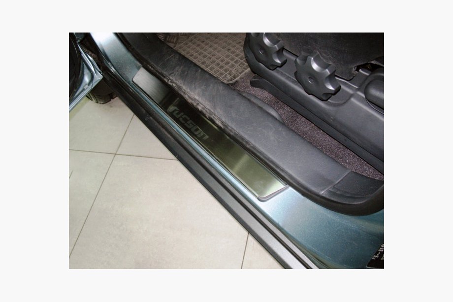 Hyundai Tucson JM 2004- Nakładki progowe Nataniko (4 szt., stal nierdzewna) Premium - Taśma 3M, 0.8mm Image