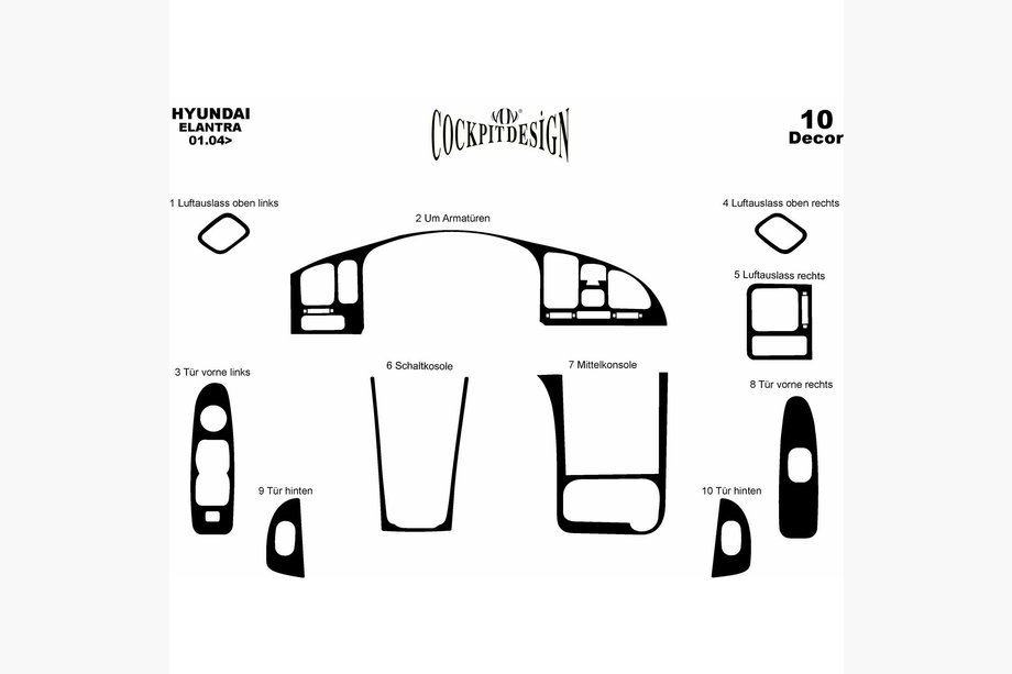 Hyundai Elantra (HD) 2006-2011 Nakładki na Deskę Rozdzielczą Zdjęcia 2