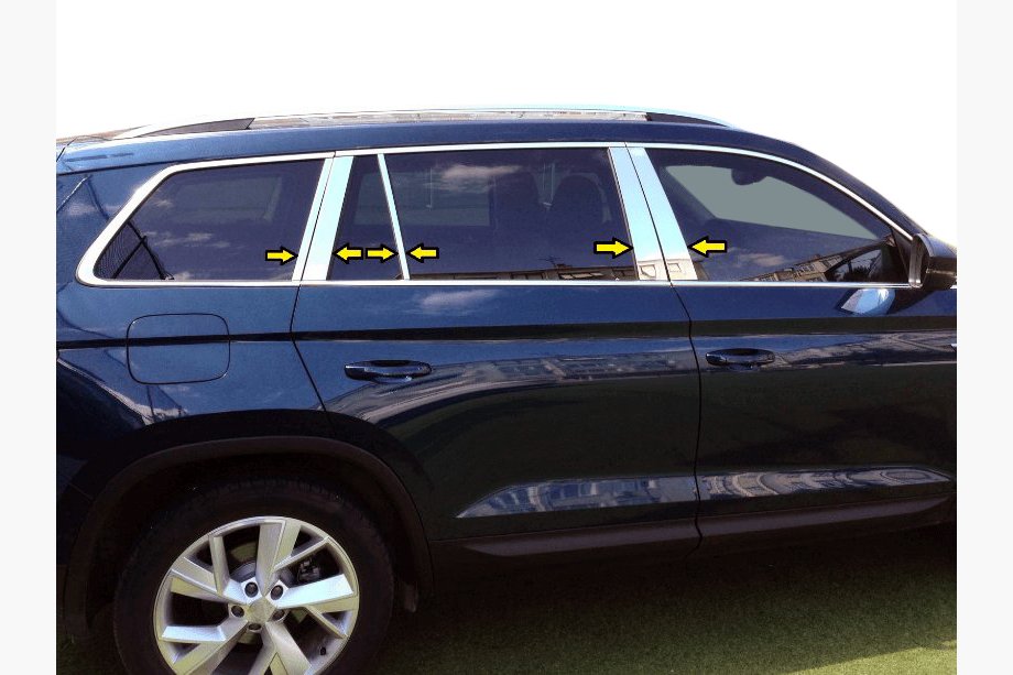 Skoda Kodiaq 2016-2023 Listwy Słupków Drzwi ze Stali Nierdzewnej Image
