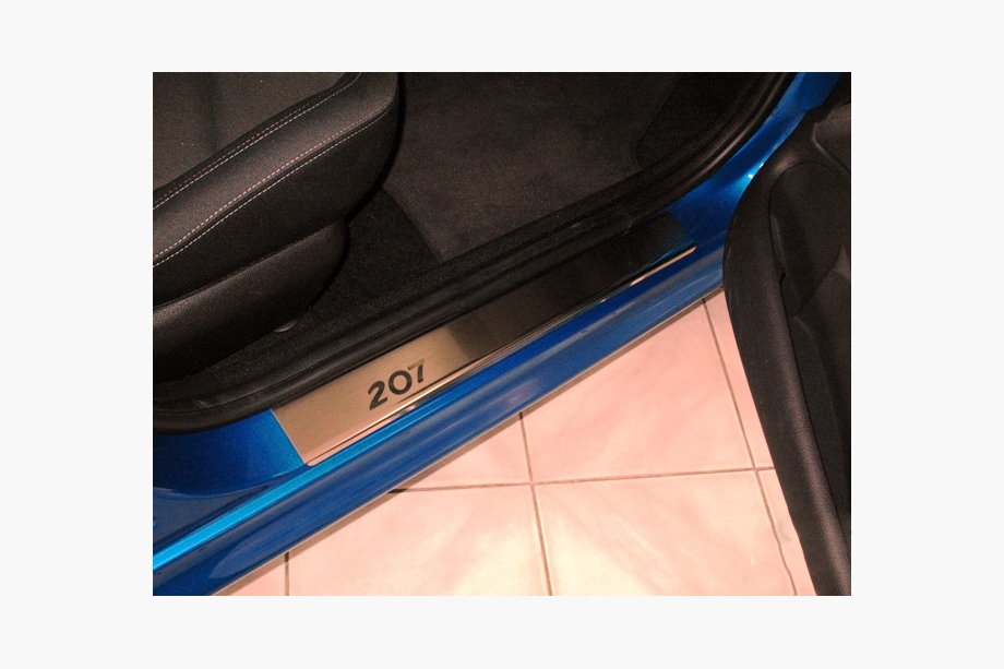 Peugeot 207 2006–2014 Nakładki na Progi Nataniko (4 szt., Stal Nierdzewna) Premium - Taśma 3M, 0.8 mm Image