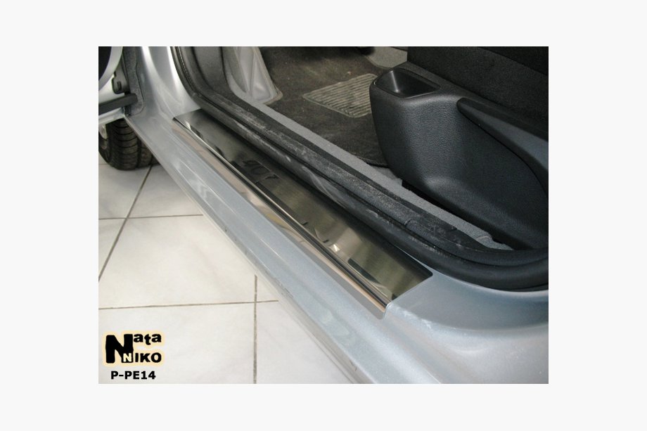 Peugeot 407 2004-2011 Nakładki na Progi Nataniko (4 szt., Stal Nierdzewna) Premium - Taśma 3M, 0.8 mm Image