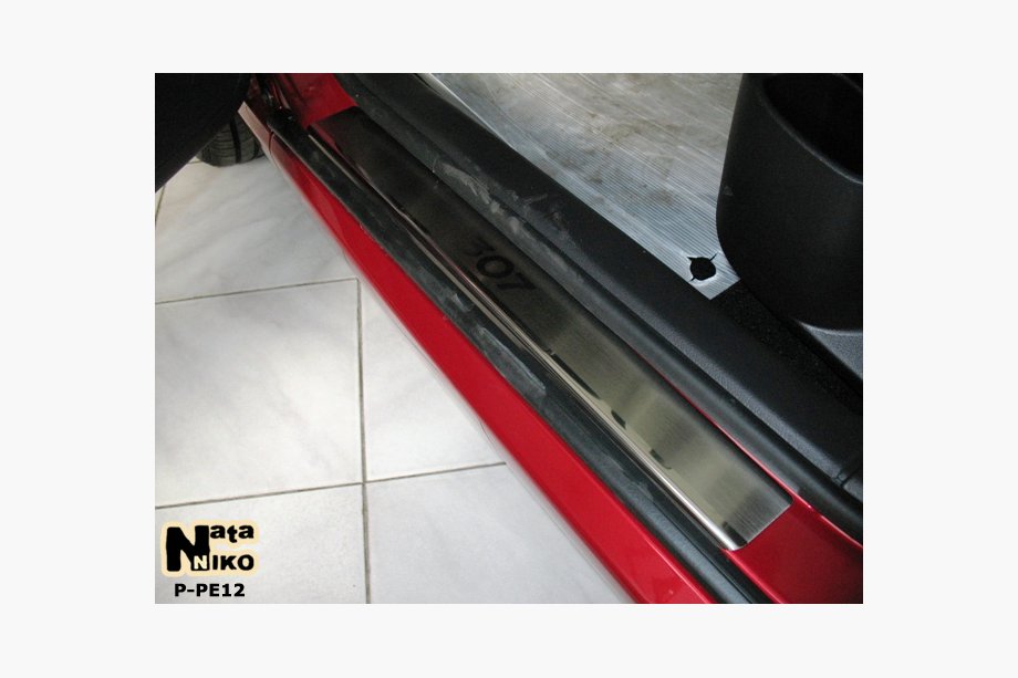 Peugeot 307 2001-2008 Nakładki na Progi Nataniko (4 szt., Stal Nierdzewna) Premium - Taśma 3M, 0.8 mm Image