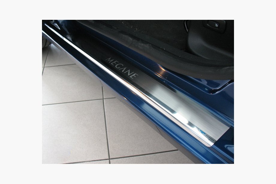 Renault Megane III 2009-2016 Nakładki na Progi Nataniko (4 szt., Stal Nierdzewna) Premium - Taśma 3M, 0.8 mm Image