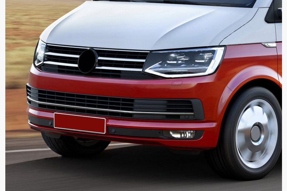 Volkswagen T6 2015-2024 WYPRZEDAŻ! Listwy na kratkę zderzaka 2015-2019 (3 szt, stal nierdzewna) Image