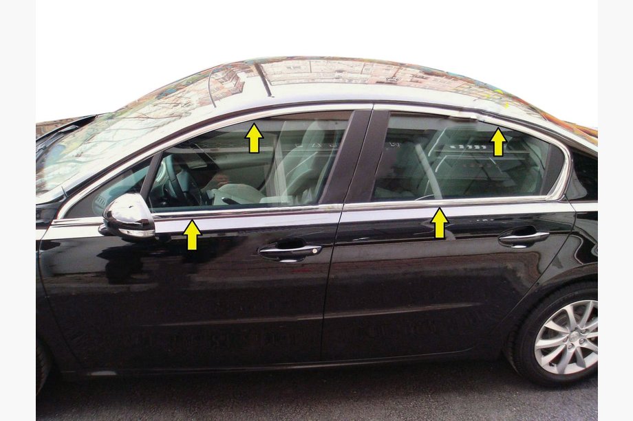 Peugeot 508 2010-2018 Kompletny zestaw listew okiennych (Sedan, stal nierdzewna) Image