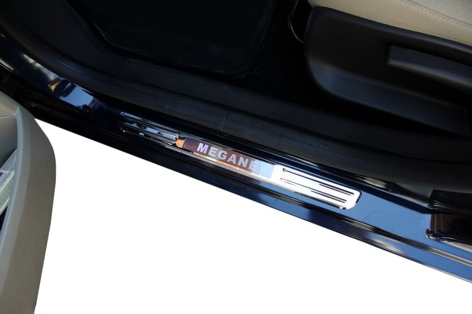 Renault Megane II 2004-2009 Bezprzewodowe listwy progowe z podświetleniem (2 szt, stal nierdzewna) Image