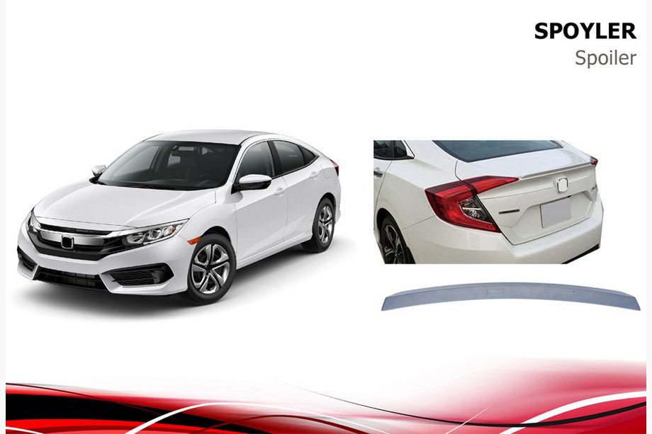 Honda Civic Sedan X 2016-2021 Spojler Niken V1 (zagruntowany do lakierowania) Image