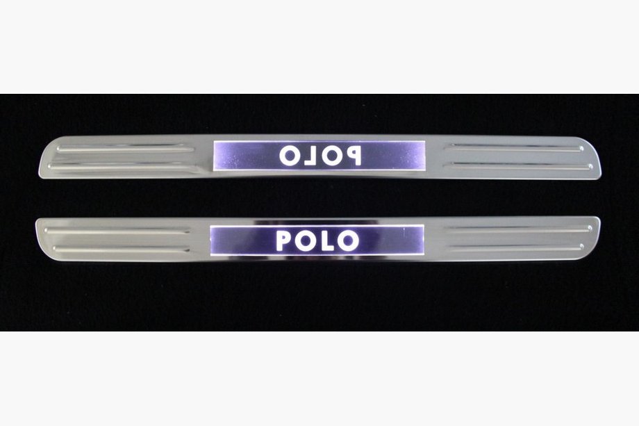 Volkswagen Polo 2010-2017 Bezprzewodowe listwy progowe z podświetleniem (2 szt, stal nierdzewna) Image