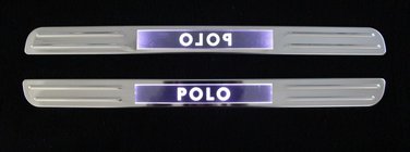 Volkswagen Polo 2010-2017 Bezprzewodowe listwy progowe z podświetleniem (2 szt, stal nierdzewna) zdjęcia 1