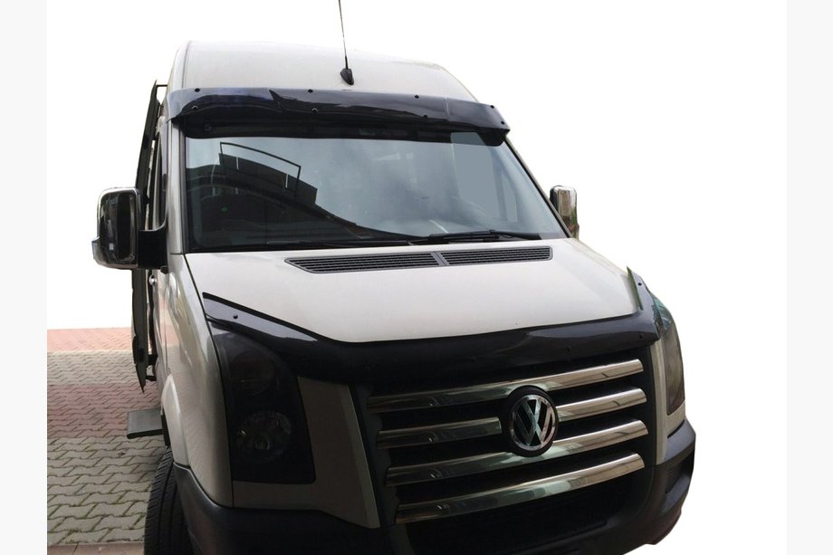 Volkswagen Crafter 2006-2016 Daszek na szybę przednią na ramie V1 (czarny połysk, 5mm) Image