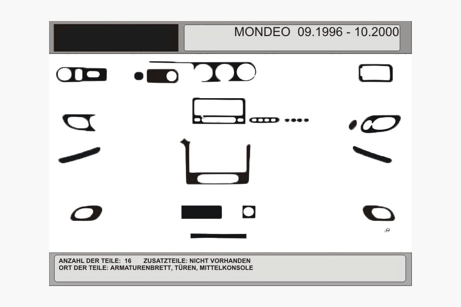 Ford Mondeo 1996-2001 Zestaw Ozdobnych Nakładek na Deskę Rozdzielczą (Drewno 1996-2001) Image