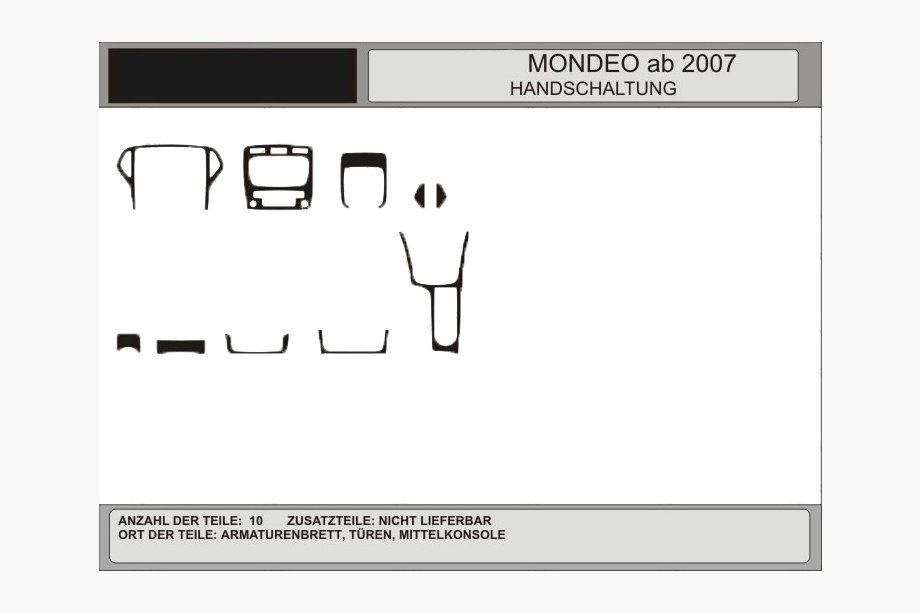 Ford Mondeo 2008-2014 Nakładki na deskę rozdzielczą (Carbon) Image