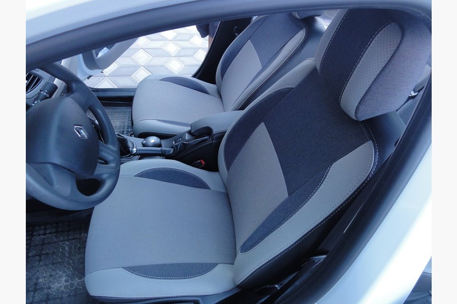 Renault Fluence 2009-2016 Pokrowce Samochodowe (2009-2012, Skóra Syntetyczna↗Tkanina, Premium) Kanapa Tylna Jednoczęściowa Image