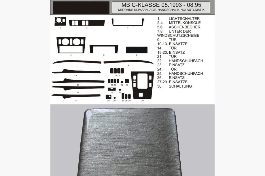 Mercedes C-class W202 1993-2001 PROMOCJA! Nakładki na deskę rozdzielczą w stylu aluminium (1993-1995) Image
