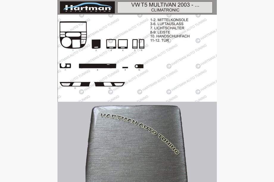 Volkswagen T5 Multivan 2003–2010 PROMOCJA! Nakładki na deskę rozdzielczą w stylu aluminium Image