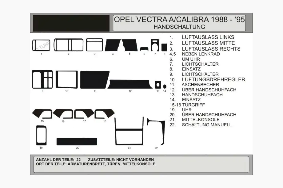 Opel Vectra A 1987-1995 Nakładki na deskę rozdzielczą (Hartman) Czarny Image