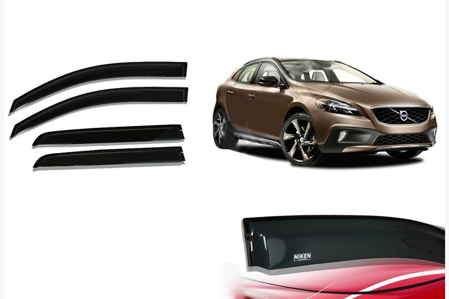 Volvo V40 2012- Deflektory Okien (4 szt, Niken) Image