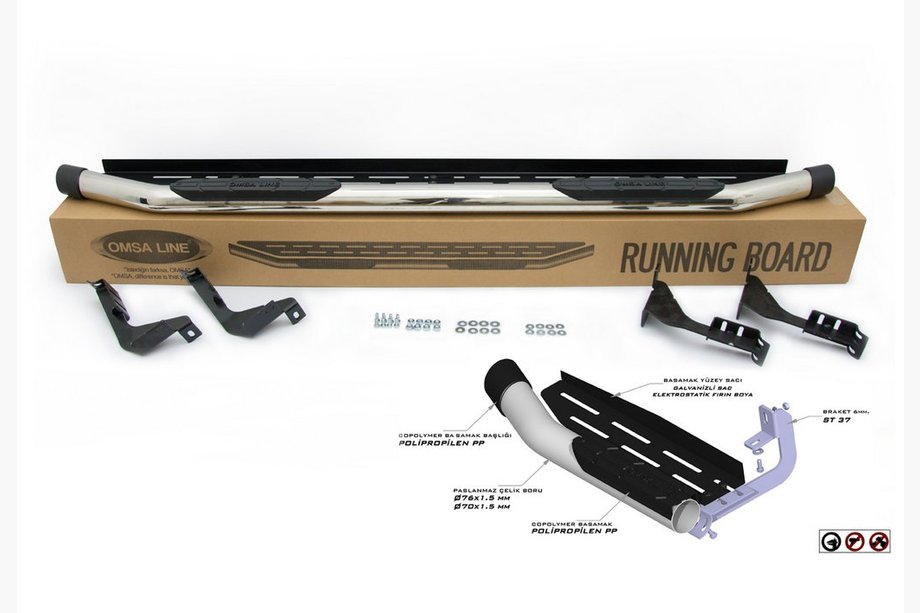 Volkswagen Amarok 2010-2022 Progi Boczné Amazon Silver (2 szt., Stal Nierdzewna) 70 mm Zdjęcia 3