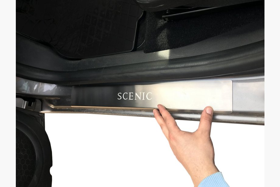 Renault Scenic/Grand 2009-2016 Nakładki na Progi Nataniko (4 szt., Stal Nierdzewna) Standard - Taśma Lohmann, 0,5 mm Image