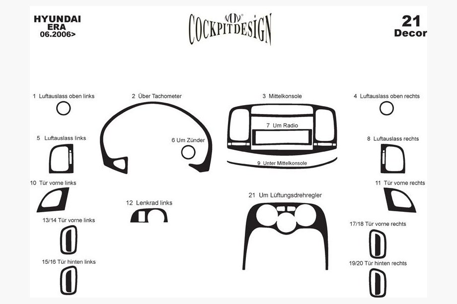 Hyundai Accent 2006-2010 Nakładki na Deskę Rozdzielczą Zdjęcia 4