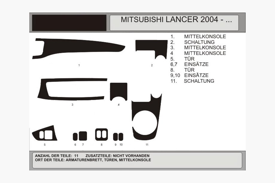 Mitsubishi Lancer 9 2004-2008 Nakładki na deskę rozdzielczą (Hartman) Aluminium Image