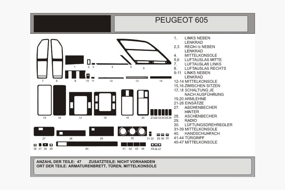 Peugeot 605 1989-1999 Nakładki na Deskę Rozdzielczą Image
