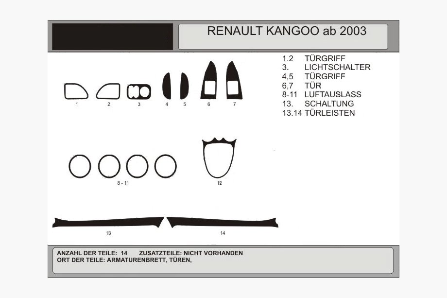 Renault Kangoo 1998-2008 Nakładki na deskę rozdzielczą (Hartman) Orzech Image