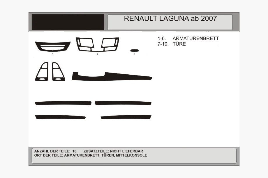 Renault Laguna 2007-2015 Nakładki na deskę rozdzielczą (Hartman, Polska) Orzech Image