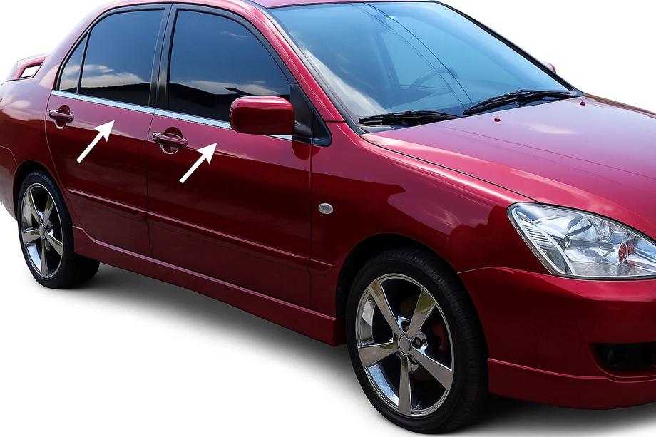 Mitsubishi Lancer 9 2004-2008 Zewnetrzne Ozdobne Listwy Okien Stal Nierdzewna (4 szt) Carmos - Turecka Stal Nierdzewna Image