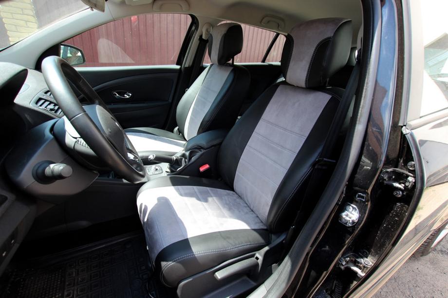 Renault Megane III 2009-2016 Pokrowce Samochodowe Skóra Ekologiczna+Tkanina+Alcantara Antara A0010 (Komplet) Image