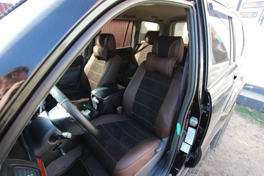 Toyota Land Cruiser Prado 120 2002-2009 Pokrowce samochodowe skóra ekologiczna+tkanina+alcantara Antara A088 (całe wnętrze) Image