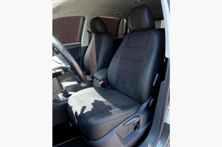 Volkswagen Tiguan 2016-2023 Pokrowce samochodowe ekoskóra+tkanina+alcantara Antara A001 (pełne wnętrze) Image