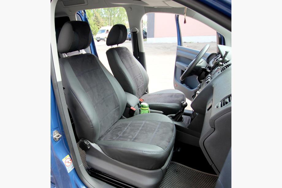 Volkswagen Caddy 2010-2015 Pokrowce Samochodowe Skóra Ekologiczna+Tkanina+Alcantara Antara A001b (Komplet) Image