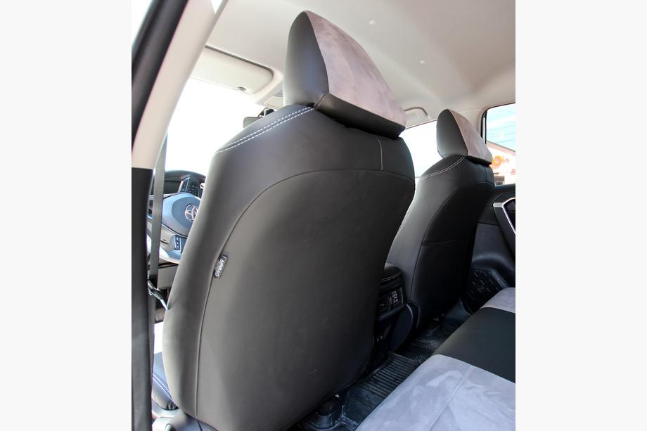 Toyota Rav 4 2019–2025 Pokrowce Samochodowe Skóra Ekologiczna+Tkanina+Alcantara Antara A0010 (Komplet) Zdjęcia 7