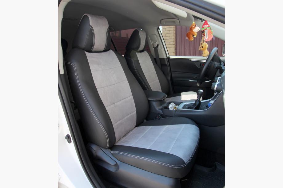 Toyota Rav 4 2019–2025 Pokrowce Samochodowe Skóra Ekologiczna+Tkanina+Alcantara Antara A0010 (Komplet) Zdjęcia 1