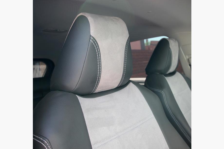 Toyota Rav 4 2019–2025 Pokrowce Samochodowe Skóra Ekologiczna+Tkanina+Alcantara Antara A0010 (Komplet) Zdjęcia 13