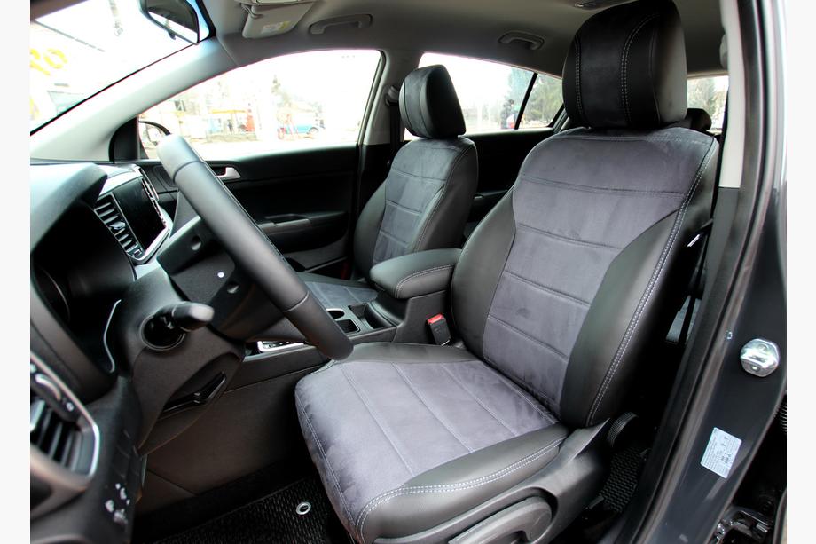 Kia Sportage 2021- Pokrowce Samochodowe Skóra Ekologiczna+Tkanina+Alcantara Antara A0010 (Komplet) Image