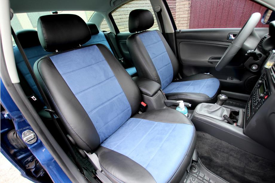Volkswagen Passat B5 1997-2005 Pokrowce Samochodowe Skóra Ekologiczna+Tkanina+Alcantara Antara A006 (Komplet) Image