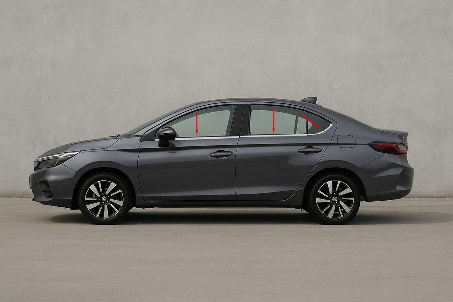 Honda City 2021- Listwy Ozdobne Szyb SD (6 szt, Stal Nierdzewna) Image